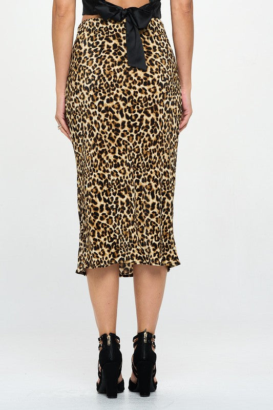 Leopard Print Midi Skirt