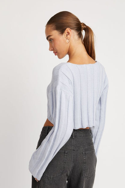 Cropped Wide Rib Long Sleeve Top