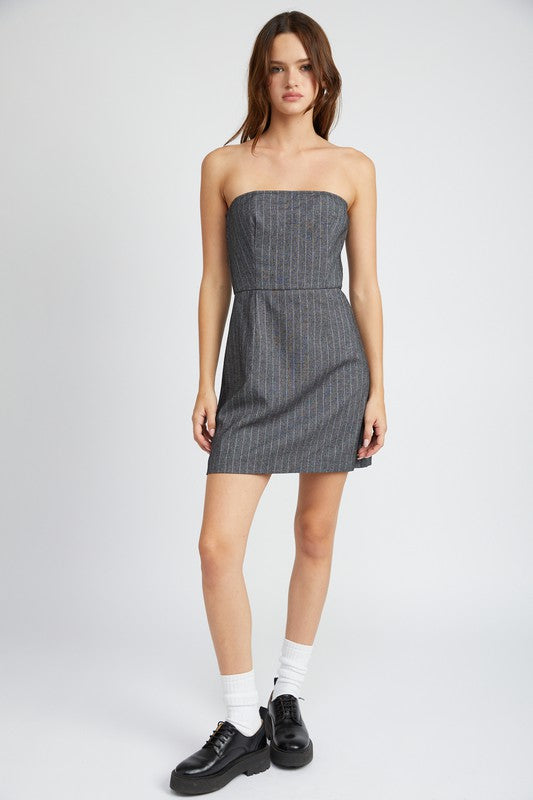 Gabriella Pinstripe Tube Mini Dress