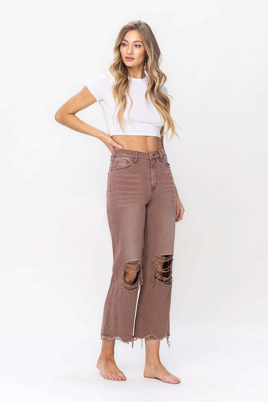 VERVET 90's Vintage Crop Flare Jeans