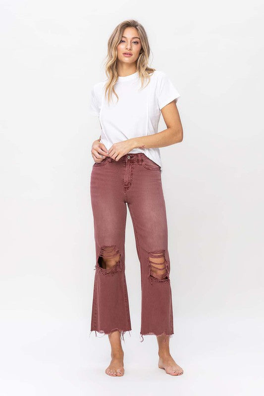 VERVET 90's Vintage High Rise Crop Flare Jeans