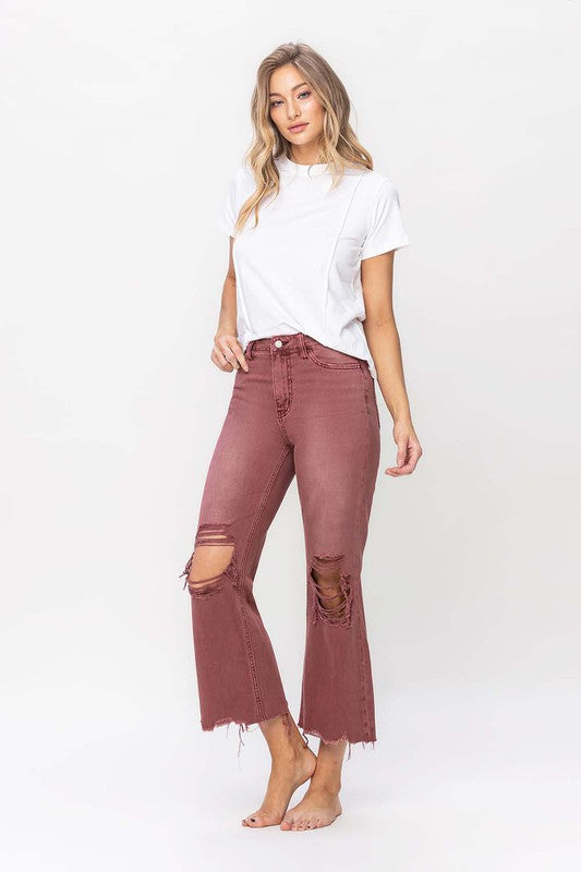 VERVET 90's Vintage High Rise Crop Flare Jeans