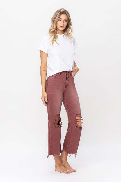 VERVET 90's Vintage High Rise Crop Flare Jeans