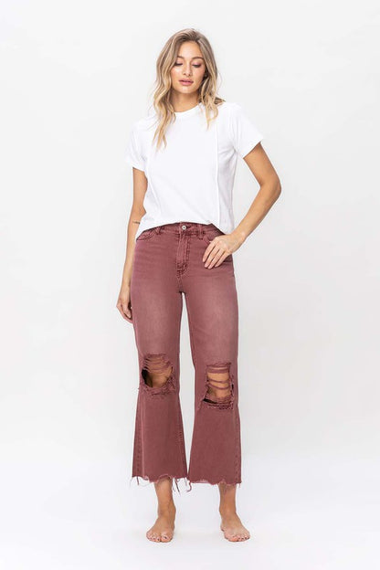 VERVET 90's Vintage High Rise Crop Flare Jeans