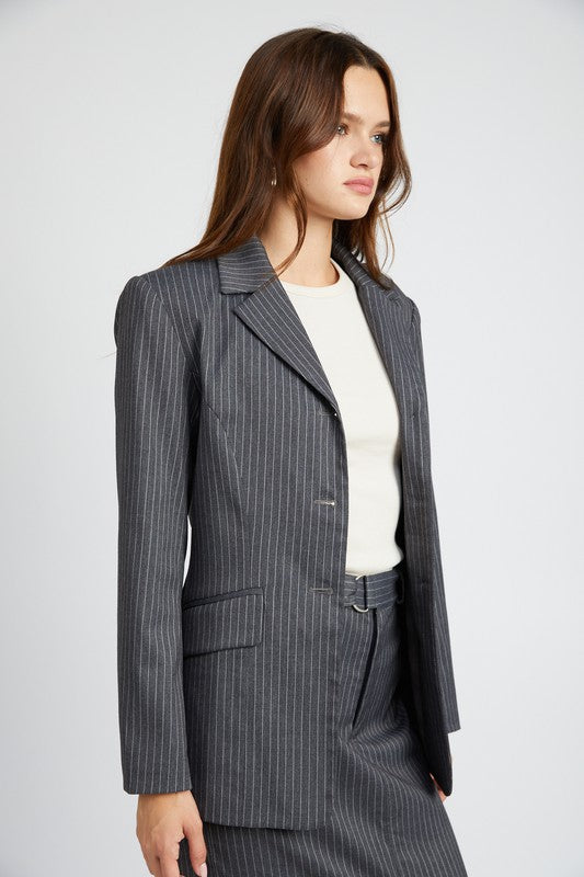 To The Office Pinstripe Blazer Jacket