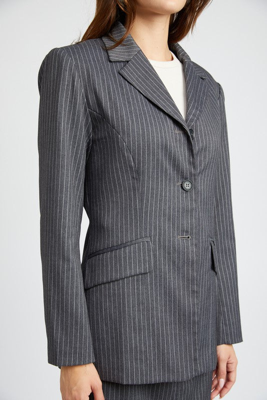 To The Office Pinstripe Blazer Jacket