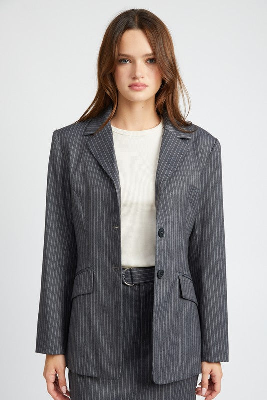 To The Office Pinstripe Blazer Jacket