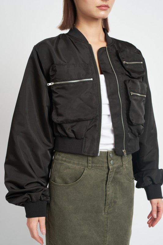 Cropped Bomber Jacket