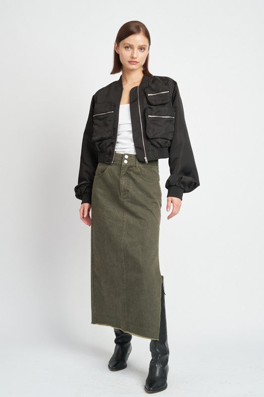 Cropped Bomber Jacket