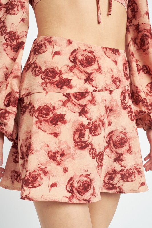 Florence Floral Flared Mini Skirt