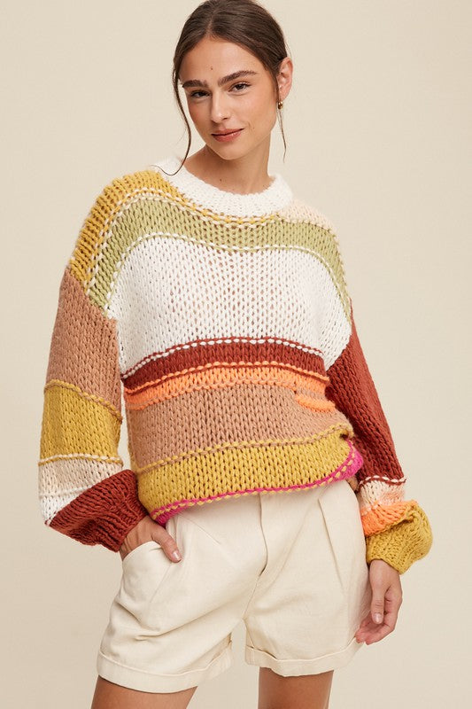 Freya Knit Slouchy Hand Crochet Sweater