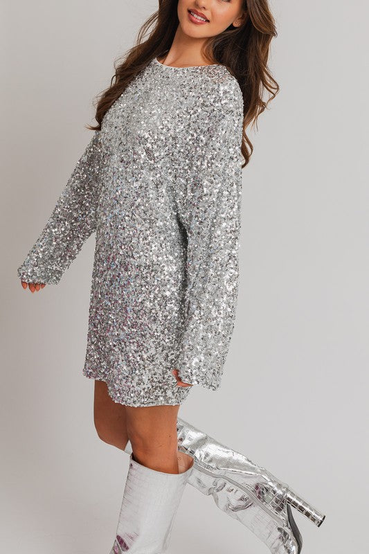 Trixie Long Sleeve Sequin Mini Dress