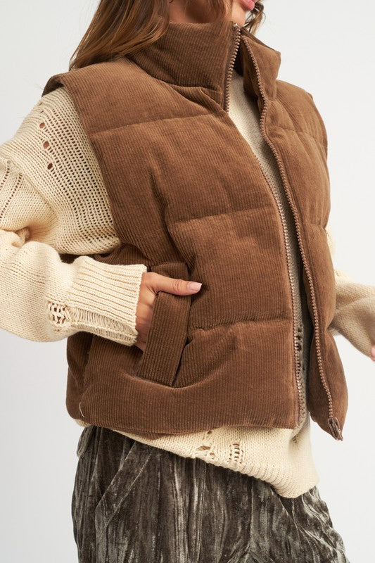 Corduroy Puffer Vest