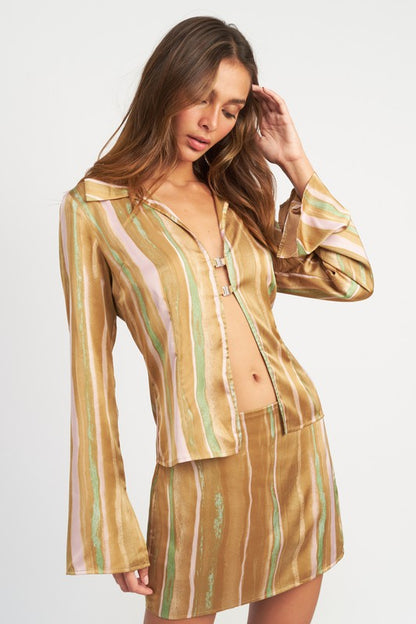 Funky Town Striped Wide Sleeve Top