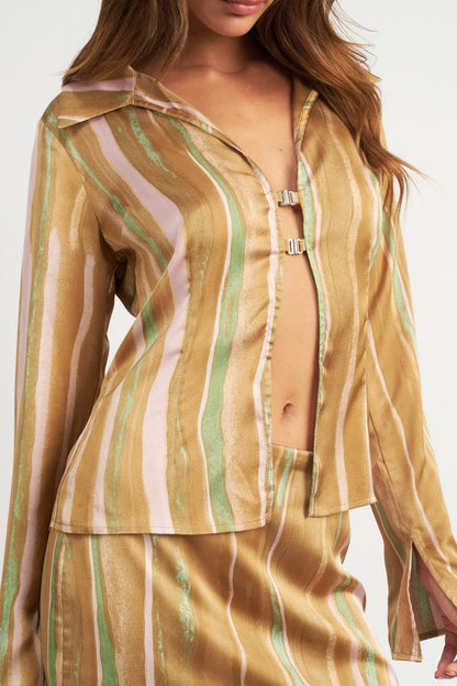 Funky Town Striped Wide Sleeve Top