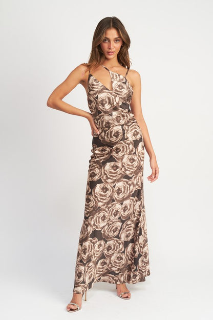 Callie Asymmetrical Neck Maxi Dress