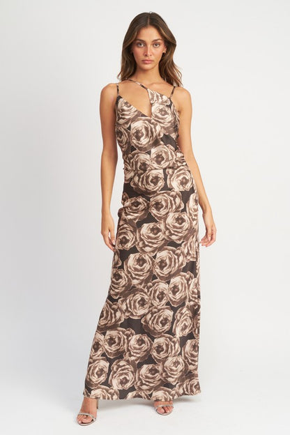 Callie Asymmetrical Neck Maxi Dress