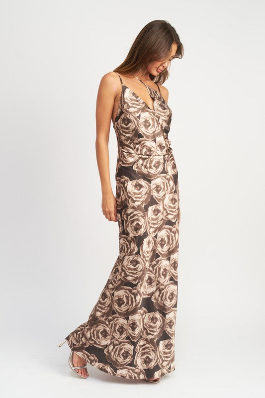 Callie Asymmetrical Neck Maxi Dress