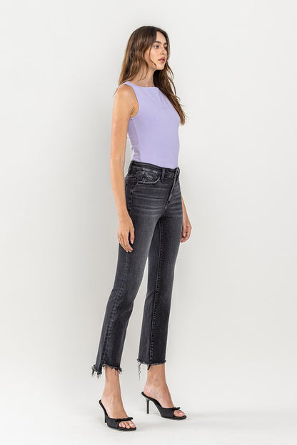 VERVET High Rise Raw Hem Crop Flare Jeans