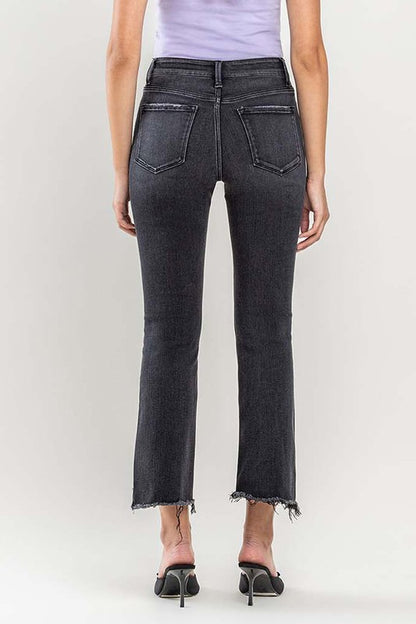 VERVET High Rise Raw Hem Crop Flare Jeans