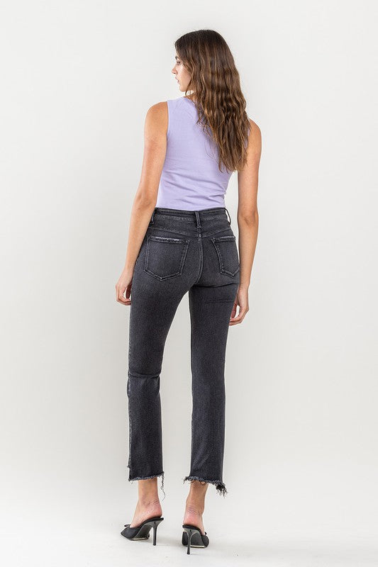 VERVET High Rise Raw Hem Crop Flare Jeans