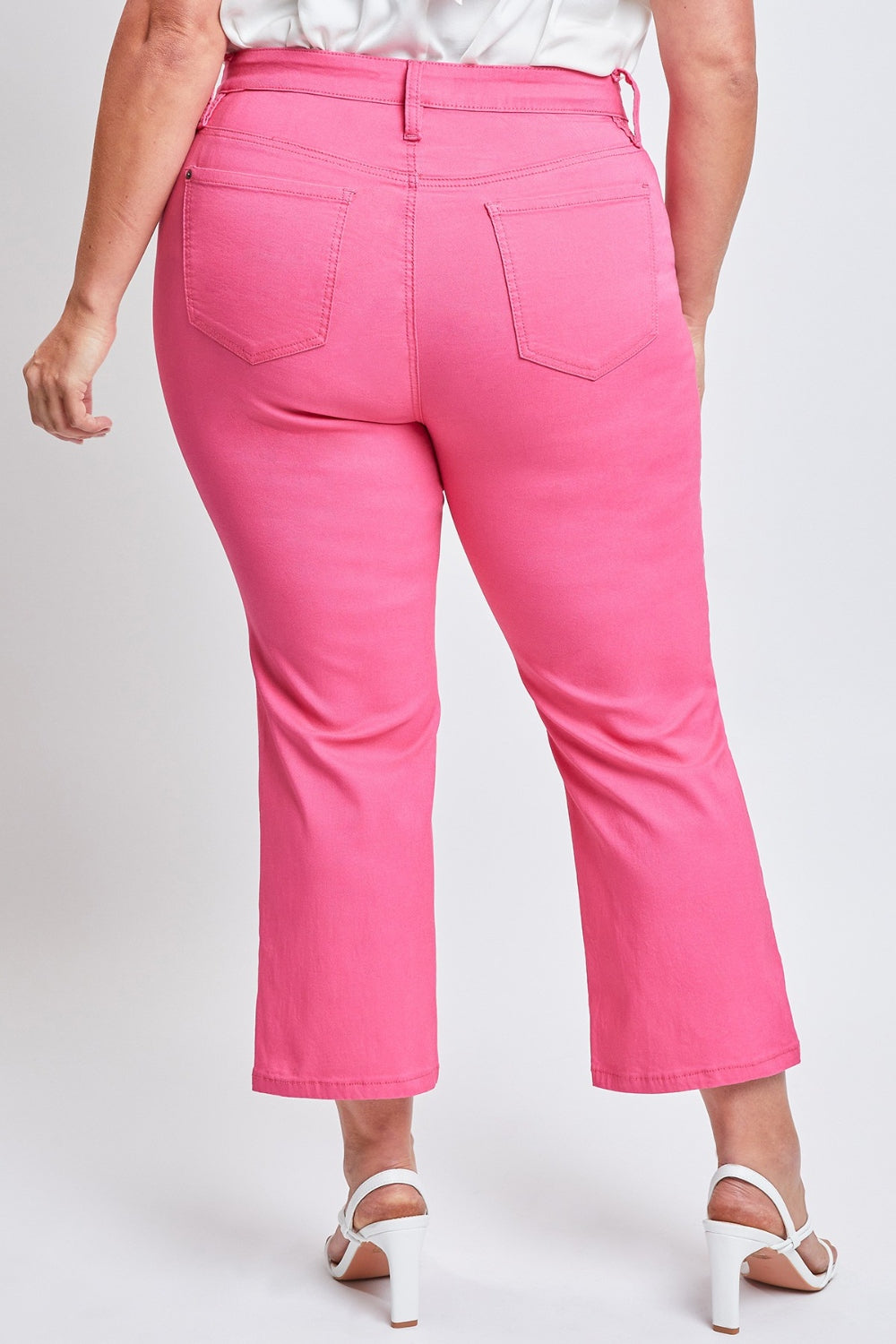 Pink Mid Rise Hyperstretch Cropped Straight Pants