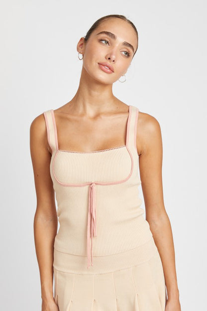 Becca Coquette Contrasted Seam Ribbed Tank