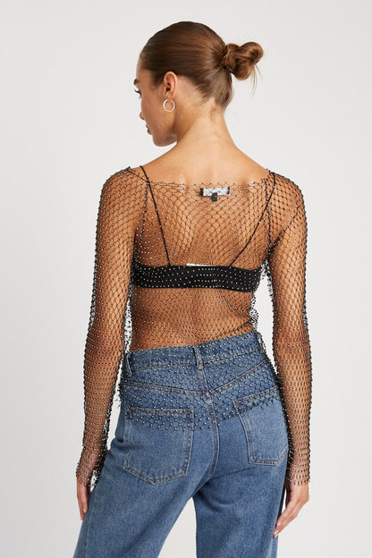 Rhinestone Net Top