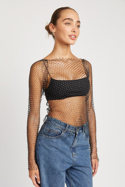 Rhinestone Net Top