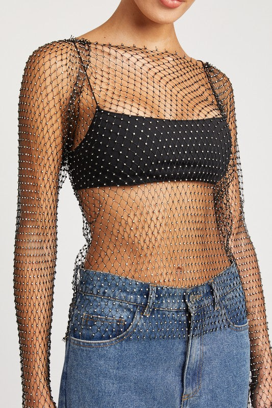 Rhinestone Net Top