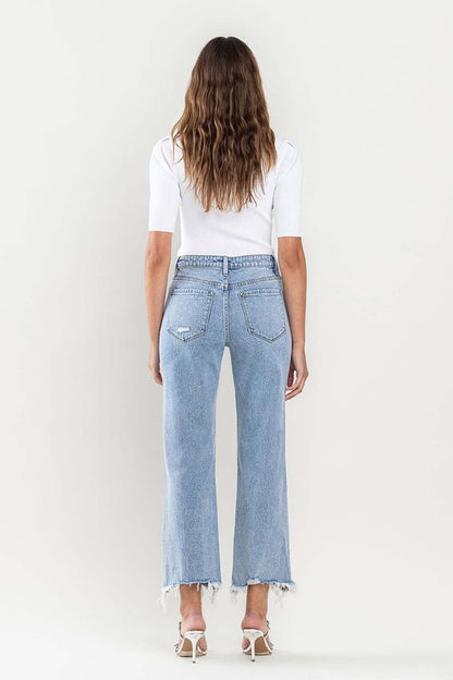 VERVET High Rise Distressed Hem Crop Dad Jeans