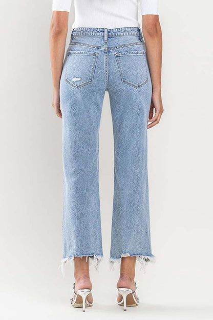 VERVET High Rise Distressed Hem Crop Dad Jeans