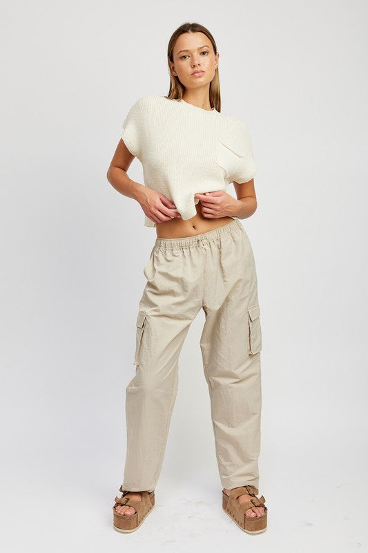 Quincy Elastic Waist Band Straight Leg Pants