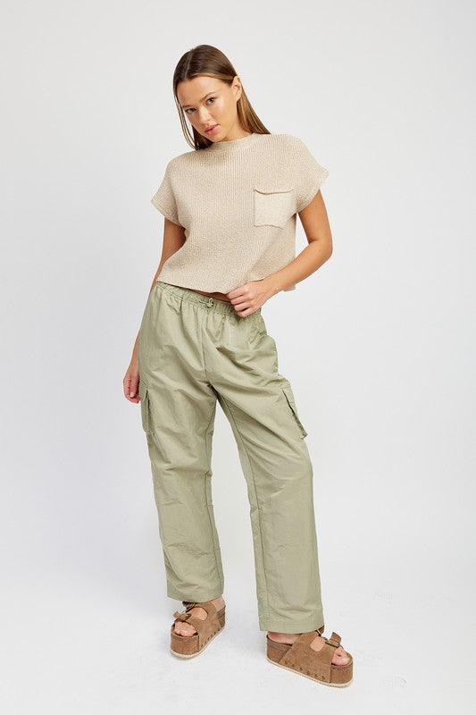 Quincy Elastic Waist Band Straight Leg Pants