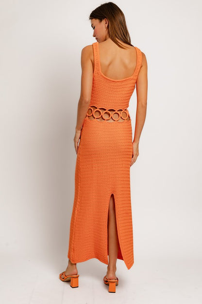 Tropic Square Neck Sleeveless Crochet Maxi Dress