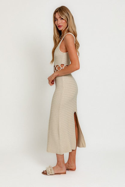 Tropic Square Neck Sleeveless Crochet Maxi Dress