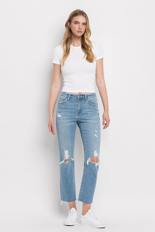 Flying Monkey High Rise Cropped Straight Jeans