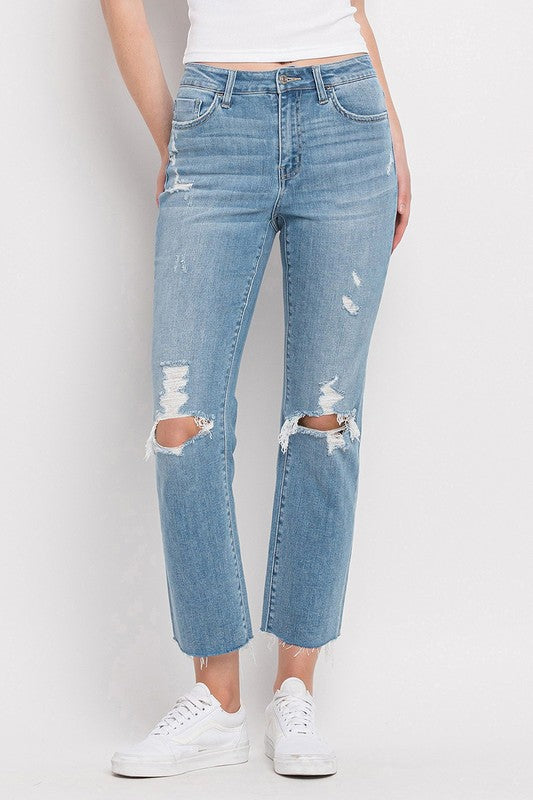 Flying Monkey High Rise Cropped Straight Jeans