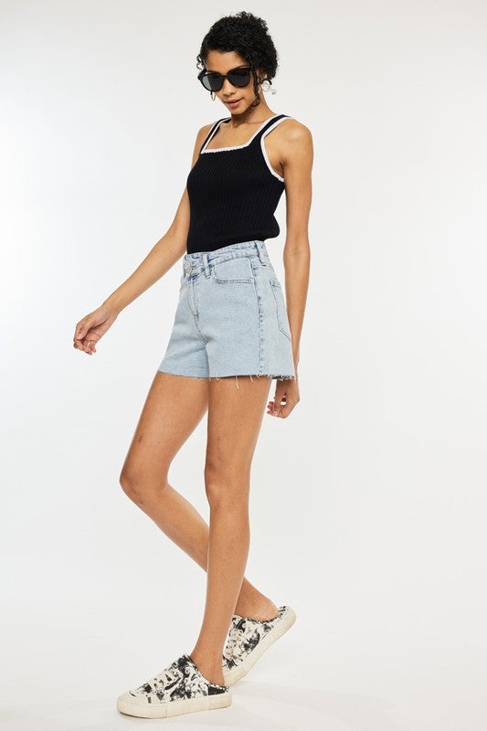 Kancan High Rise Crossover Denim Shorts