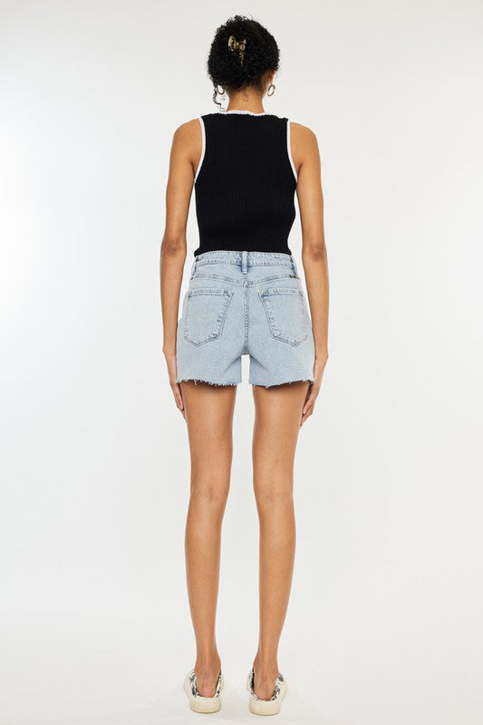 Kancan High Rise Crossover Denim Shorts