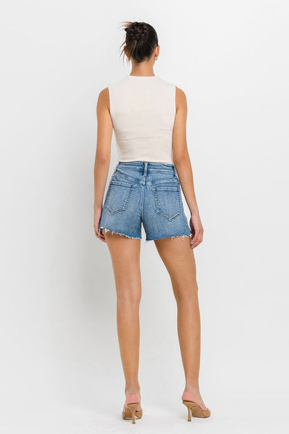 VERVET High Rise Side Slit A-Line Denim Shorts