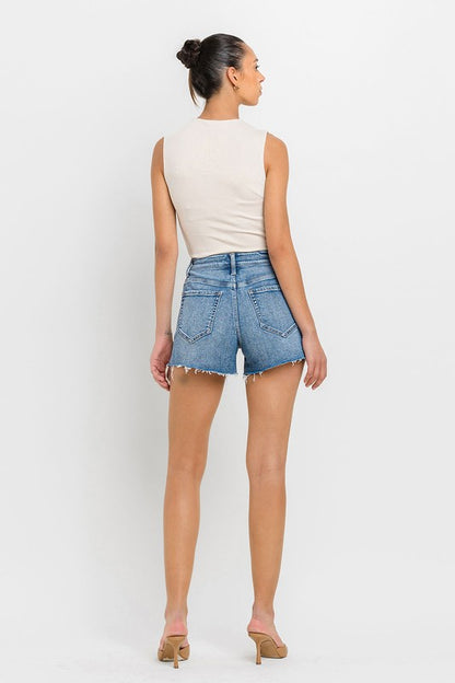 VERVET High Rise Side Slit A-Line Denim Shorts