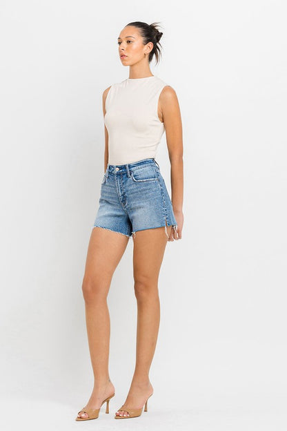 VERVET High Rise Side Slit A-Line Denim Shorts