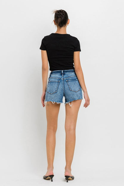 VERVET High Rise Raw Hem Denim Shorts