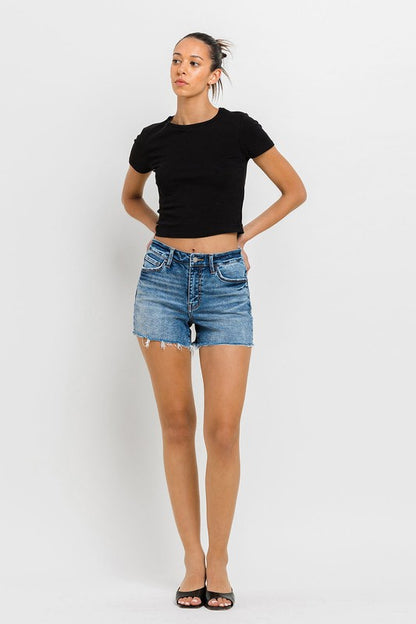 VERVET High Rise Raw Hem Denim Shorts