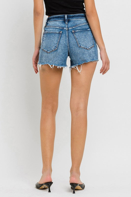 VERVET High Rise Raw Hem Denim Shorts