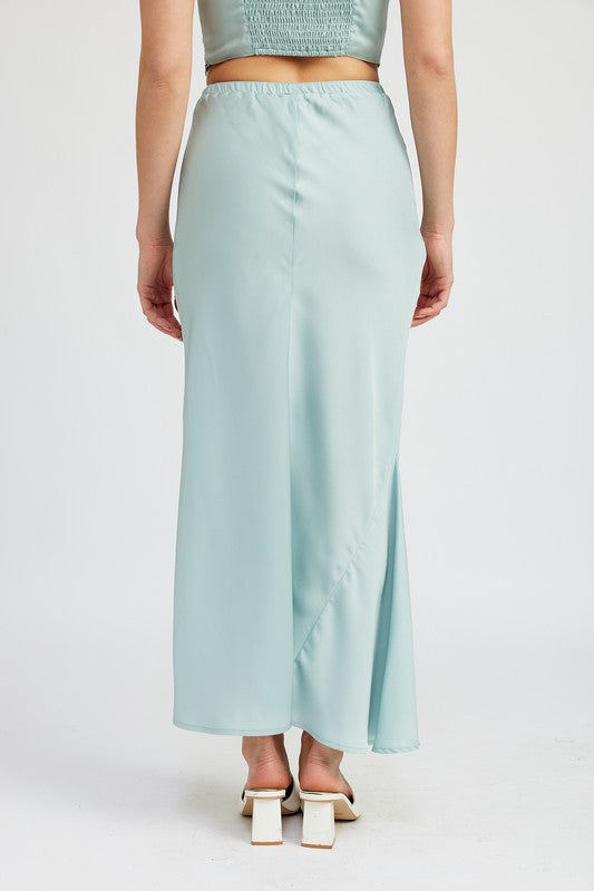 Catalina Front Tie Satin Maxi Skirt