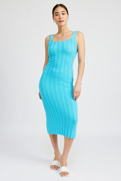 By The Water Scoop Neck Ribbed Midi Dress
