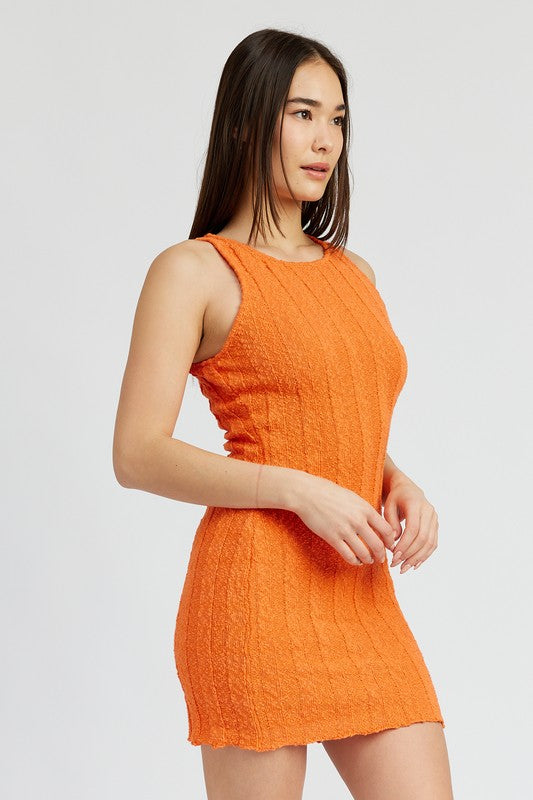 Tide Round Neck Fitted Mini Dress