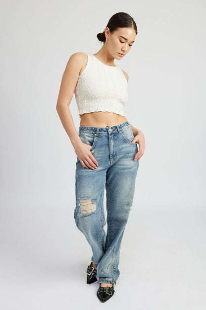 Calista Ribbed Crop Tank Top